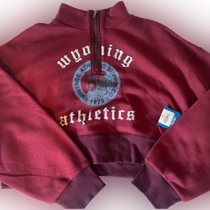 NWT Maroon Sweatshirt Hoodie Crop